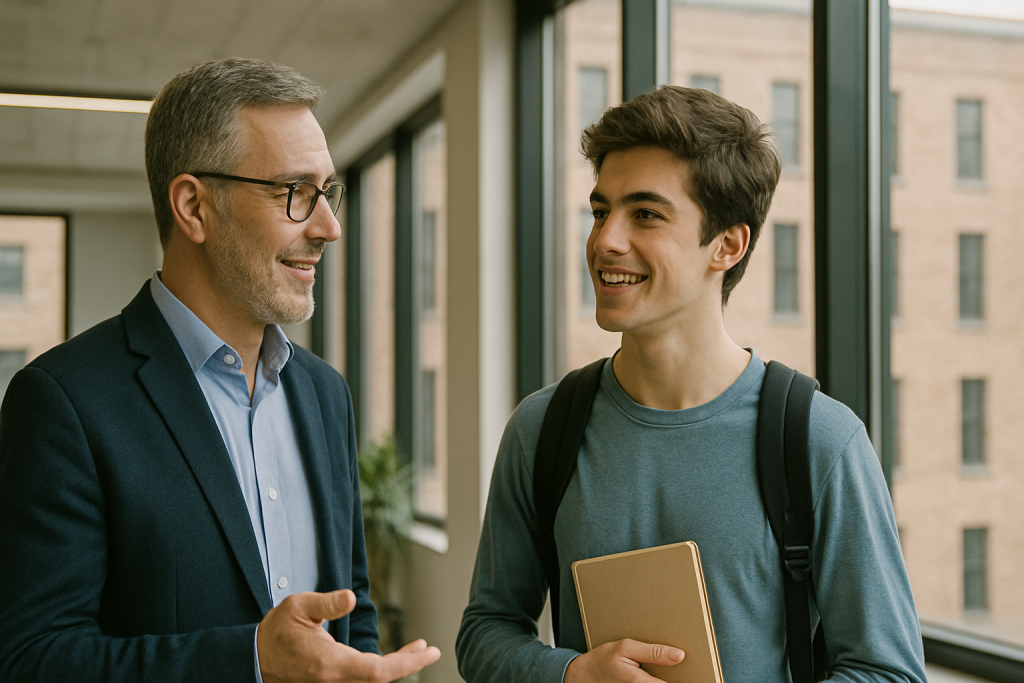 étudiant avec un professionnel