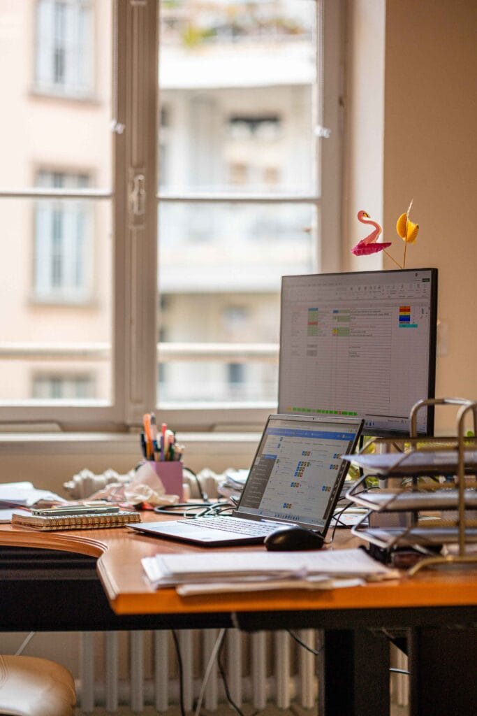 Ordinateurs de bureau ouvert sur un logiciel marketing